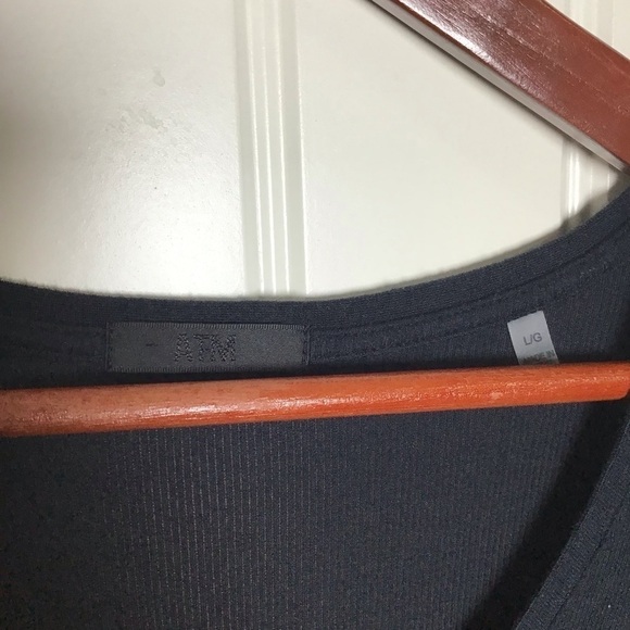 ATM Modal Rib Long Sleeve V Neck Tee in Black Size Large. - Picture 5 of 6